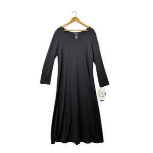 K Studio Collection Black Long Sleeve A-Line Midi‎ Dress Size 16 NWT